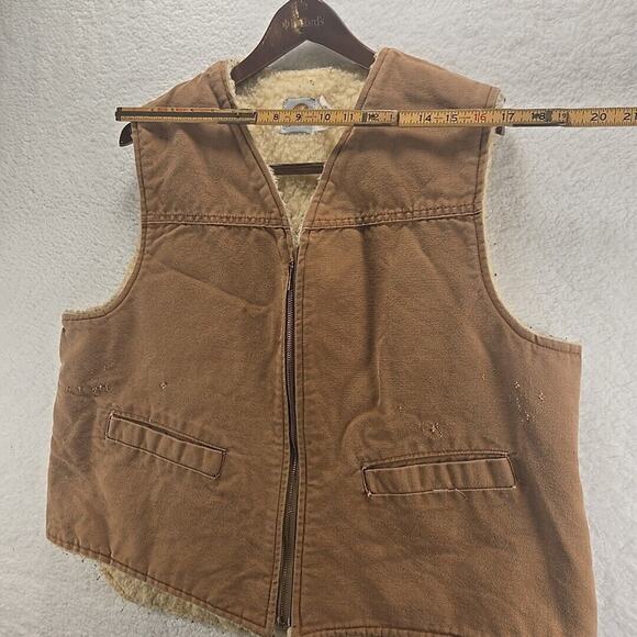 Vintage Carhartt Vest Mens XL Brown 6SV Sherpa Lined Full Zip Canvas - Picture 9 of 11